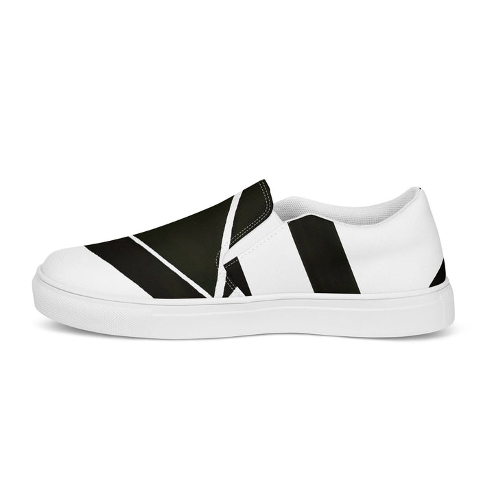 Mens Slip-on Canvas Shoes Black and White Geometric Pattern