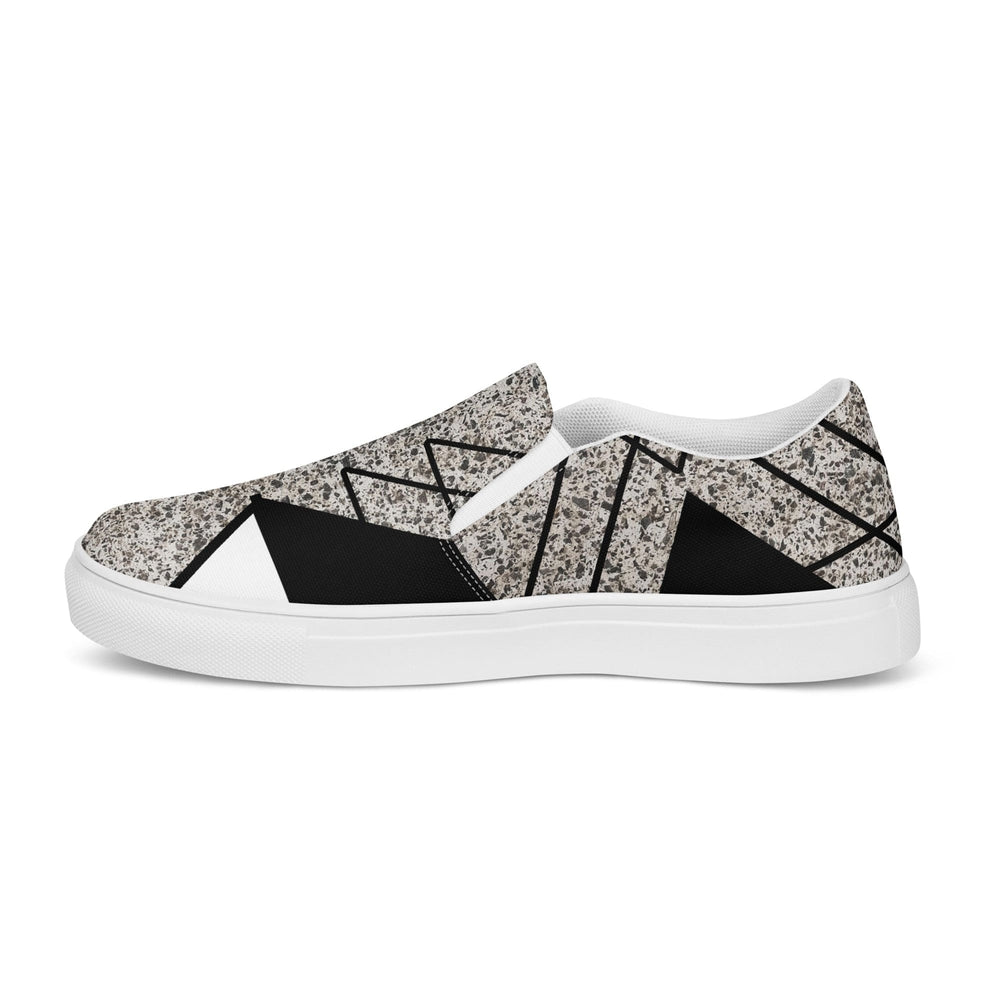 Mens Slip-on Canvas Shoes Black And White Triangular Colorblock
