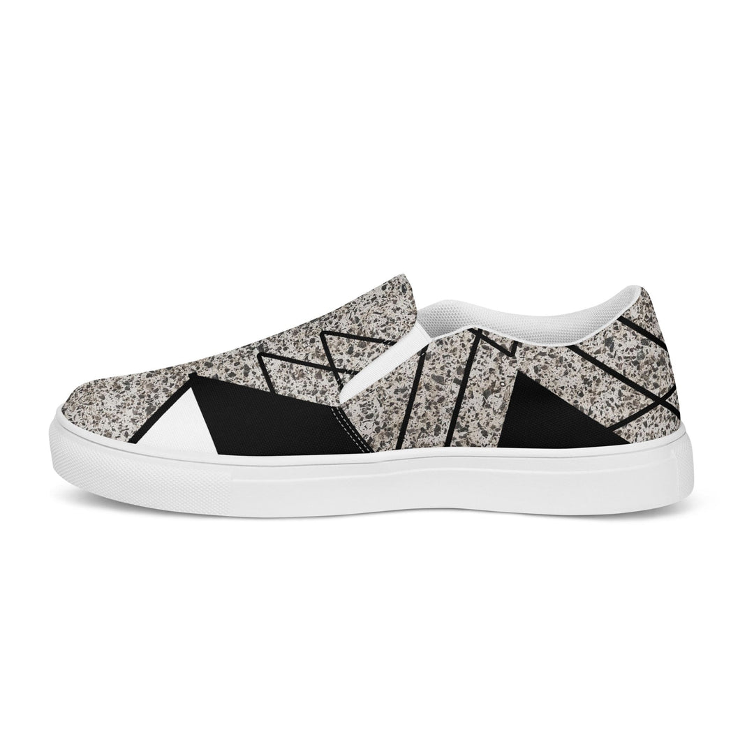 Mens Slip-on Canvas Shoes Black and White Triangular Colorblock