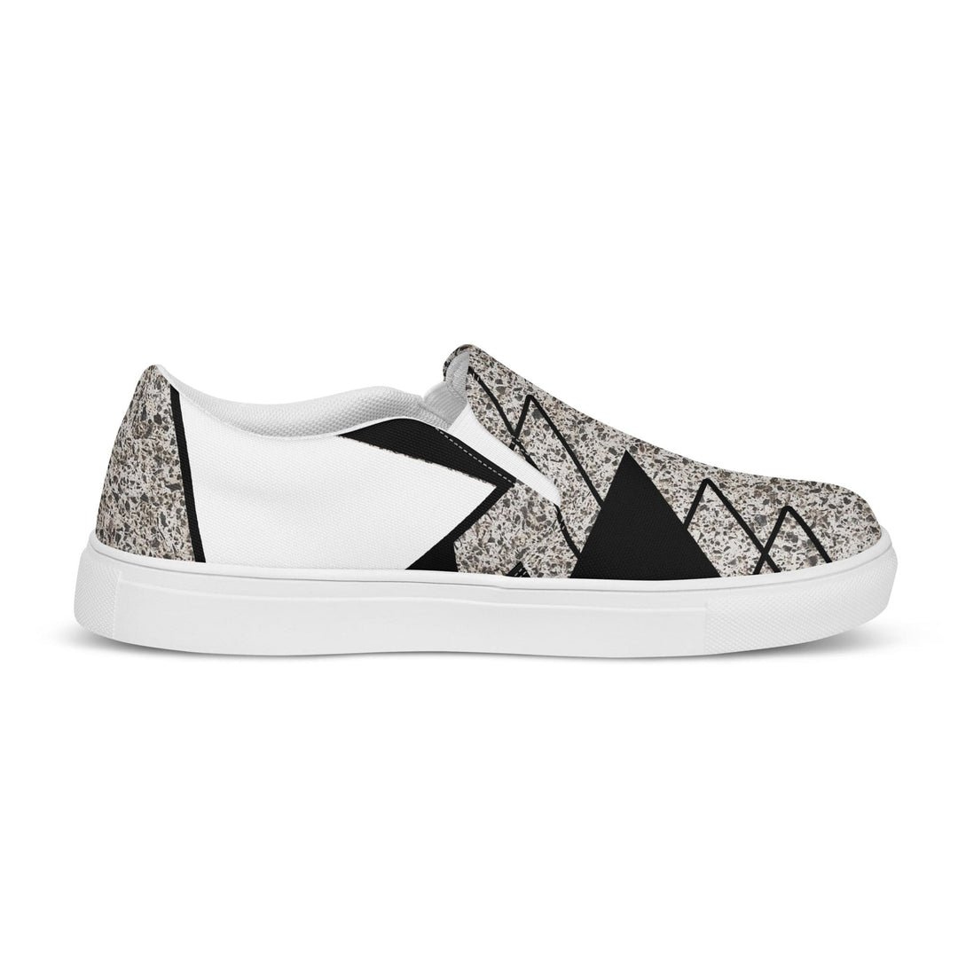 Mens Slip-on Canvas Shoes Black and White Triangular Colorblock