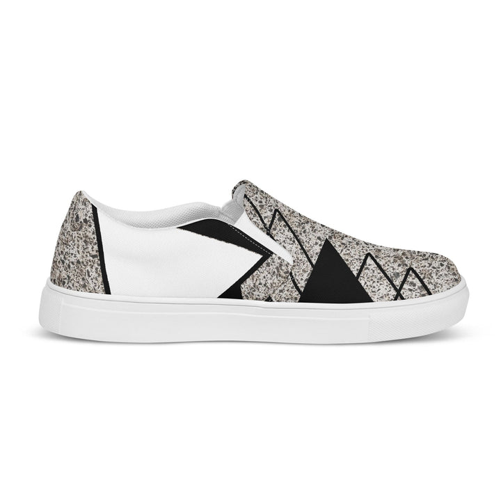 Mens Slip-on Canvas Shoes Black and White Triangular Colorblock