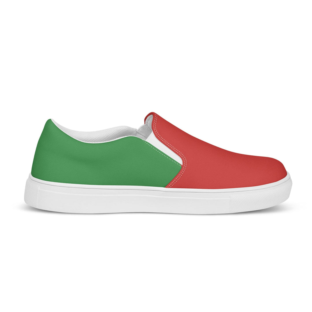 Mens Slip-on Canvas Shoes Black Red Green Stripped 4