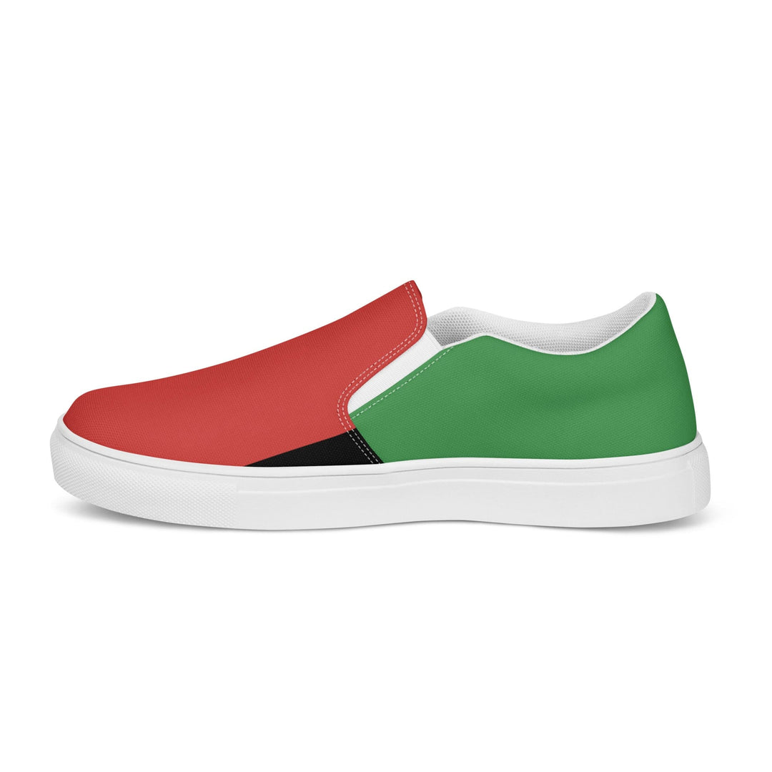 Mens Slip-on Canvas Shoes Black Red Green Stripped 4