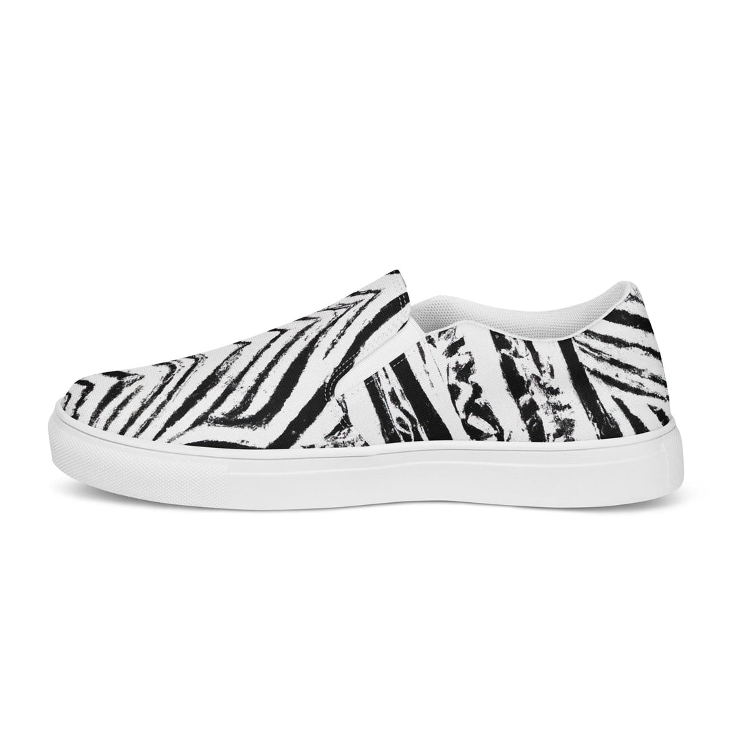 Mens Slip-on Canvas Shoes Black White Native Print