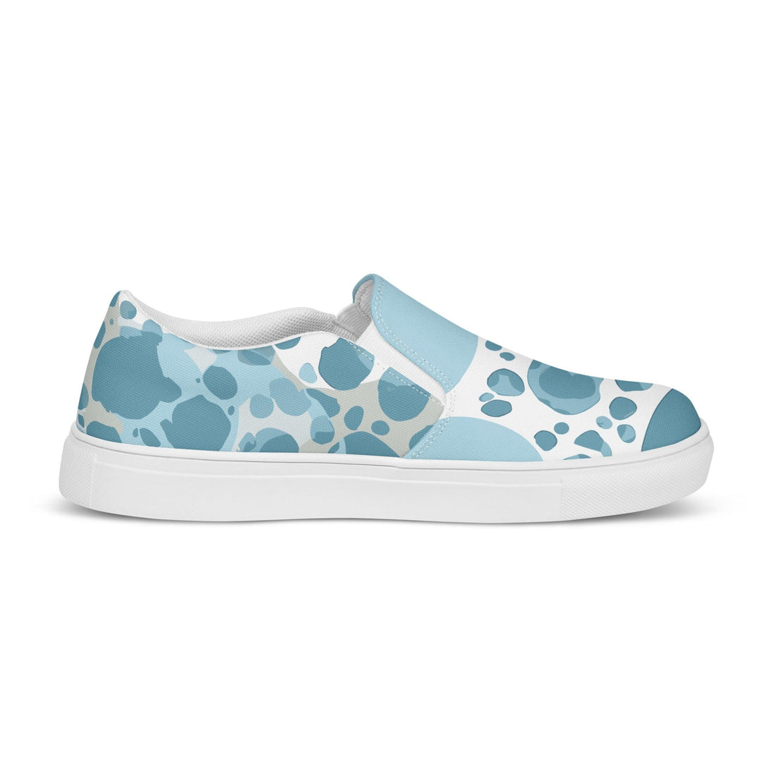 Mens Slip-on Canvas Shoes Blue and White Circular Spotted Illustration