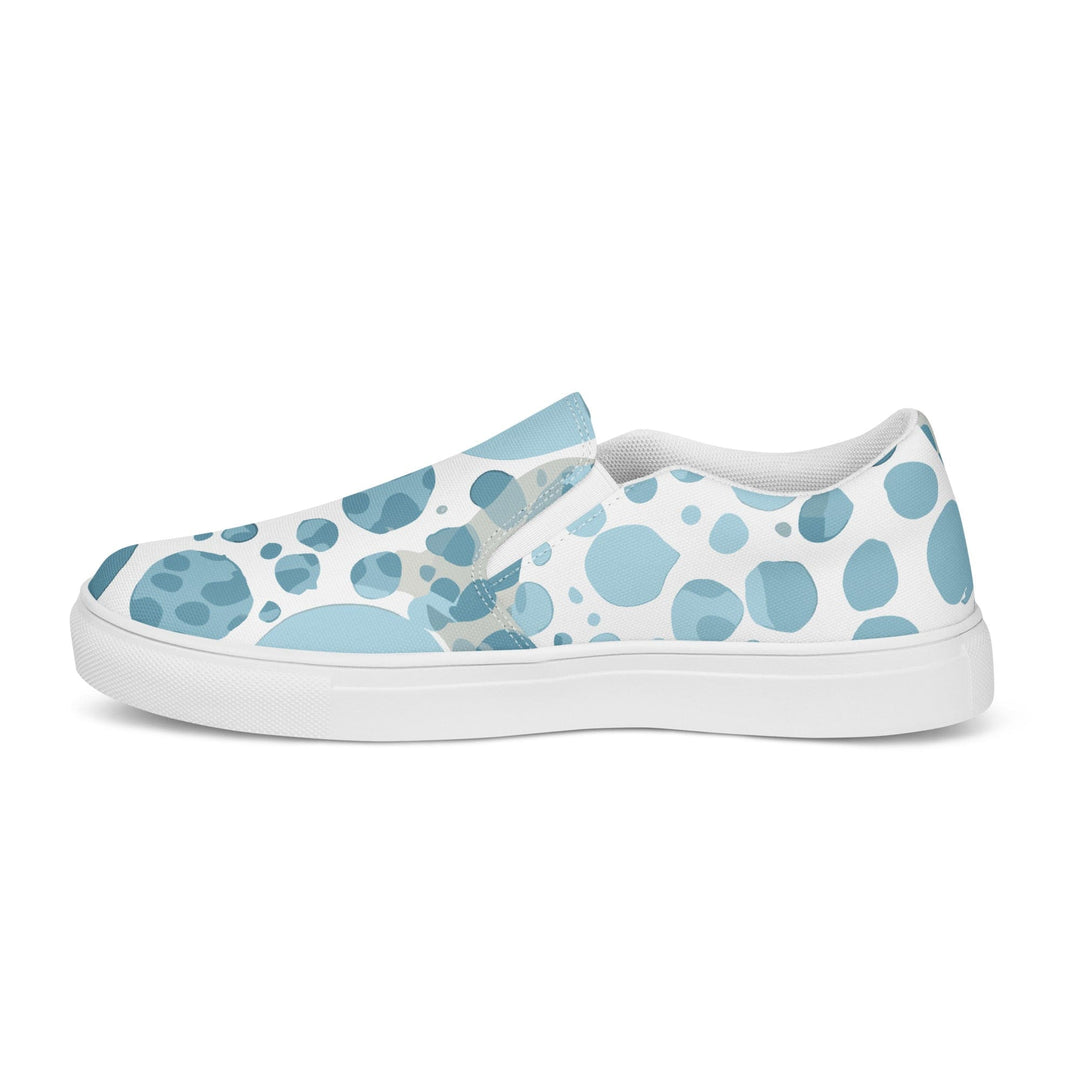 Mens Slip-on Canvas Shoes Blue and White Circular Spotted Illustration