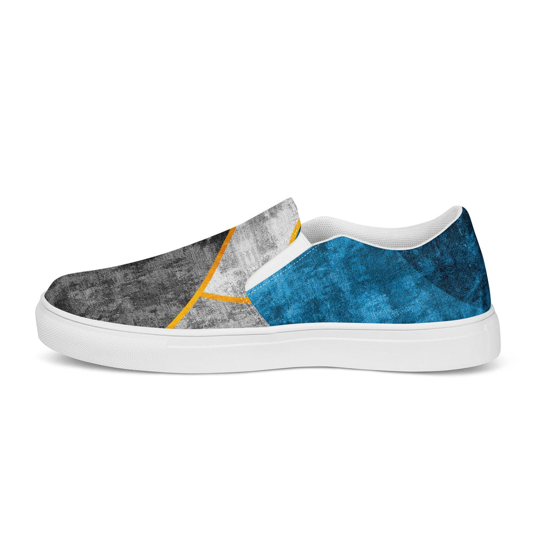 Mens Slip-on Canvas Shoes Blue Grey Design