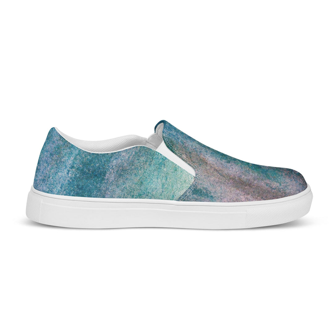 Mens Slip-on Canvas Shoes Blue Hue Watercolor Abstract Print