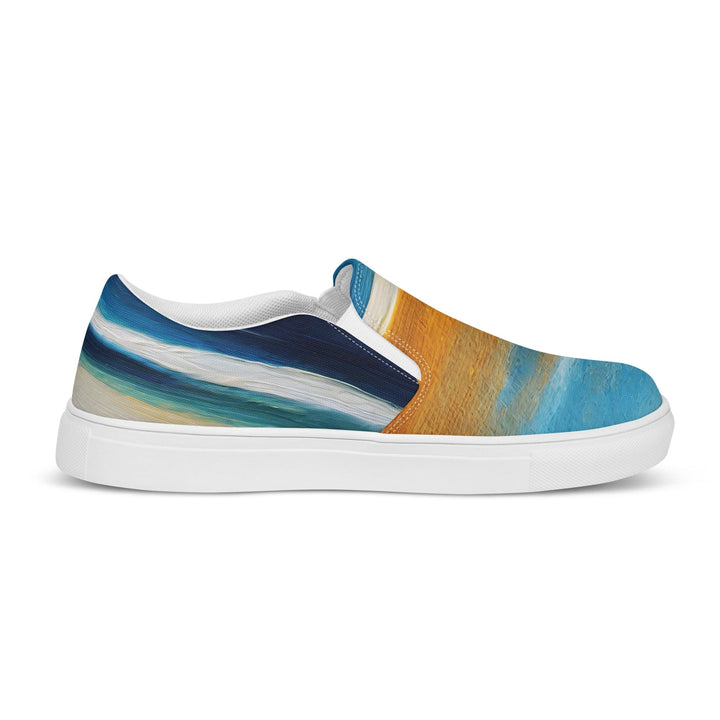 Mens Slip-on Canvas Shoes Blue Ocean Golden Sunset Print 3