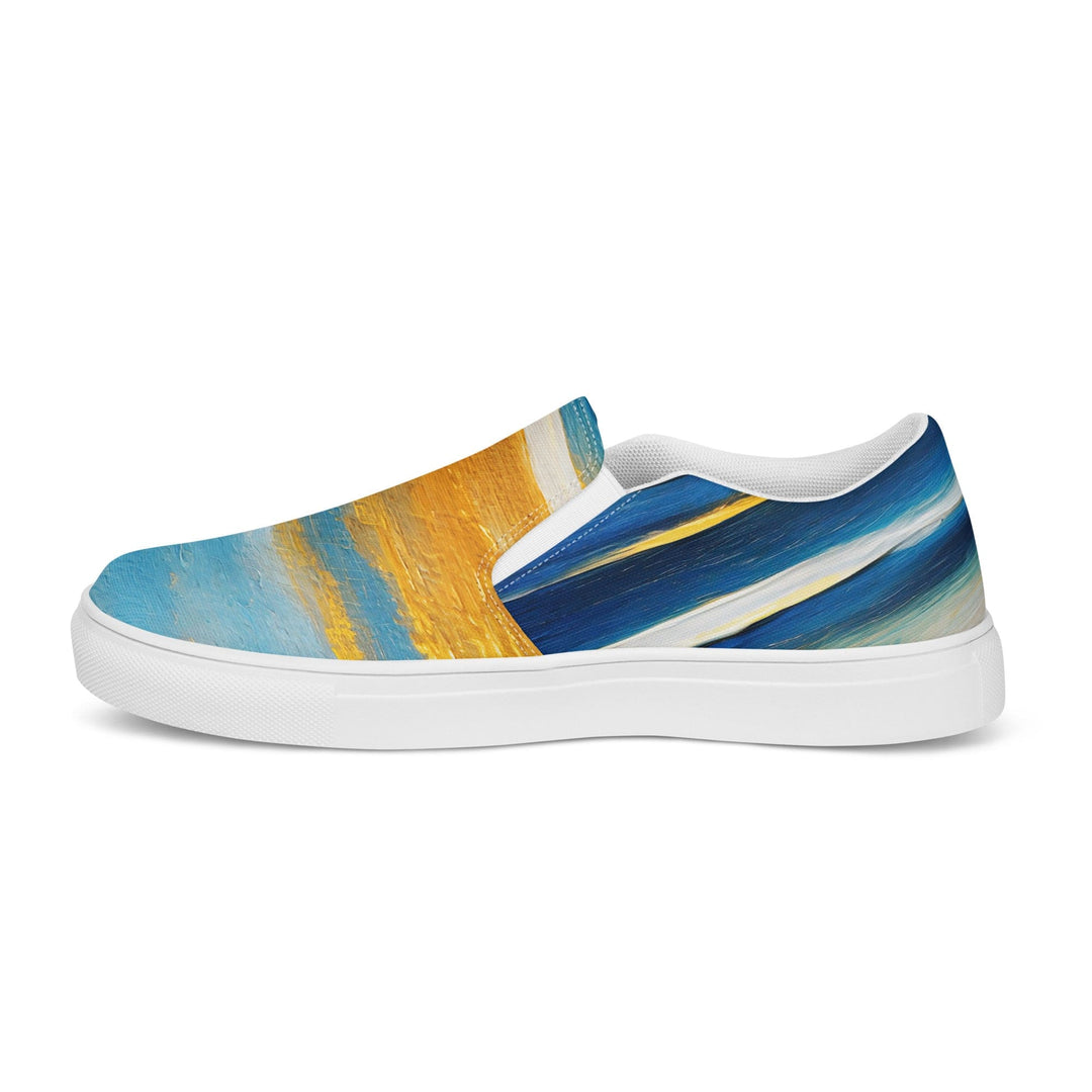 Mens Slip-on Canvas Shoes Blue Ocean Golden Sunset Print 3