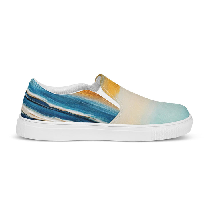 Mens Slip-on Canvas Shoes Blue Ocean Golden Sunset Print