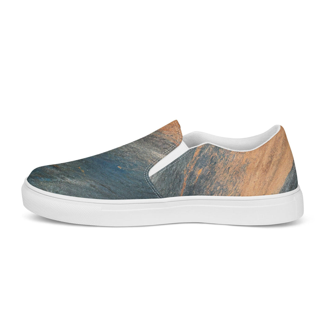 Mens Slip-on Canvas Shoes Blue Orange Abstract Pattern