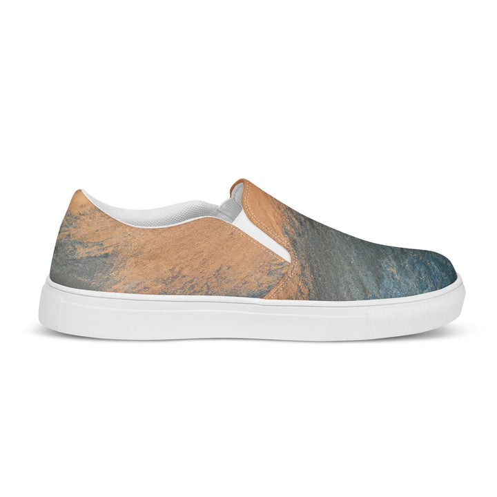 Mens Slip-on Canvas Shoes Blue Orange Abstract Pattern