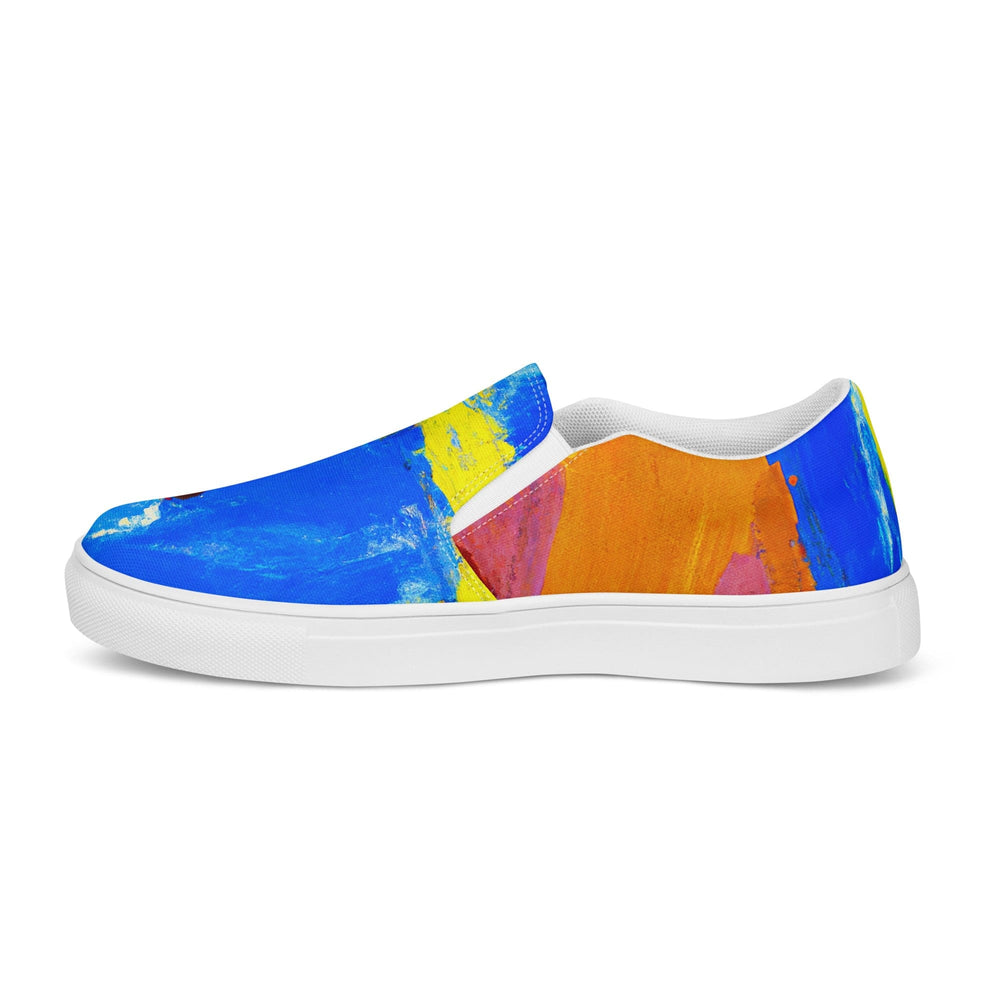 Mens Slip-on Canvas Shoes Blue Red Abstract Pattern