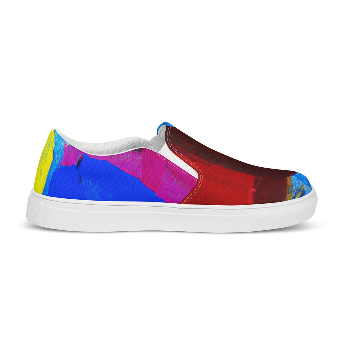 Mens Slip-on Canvas Shoes Blue Red Abstract Pattern