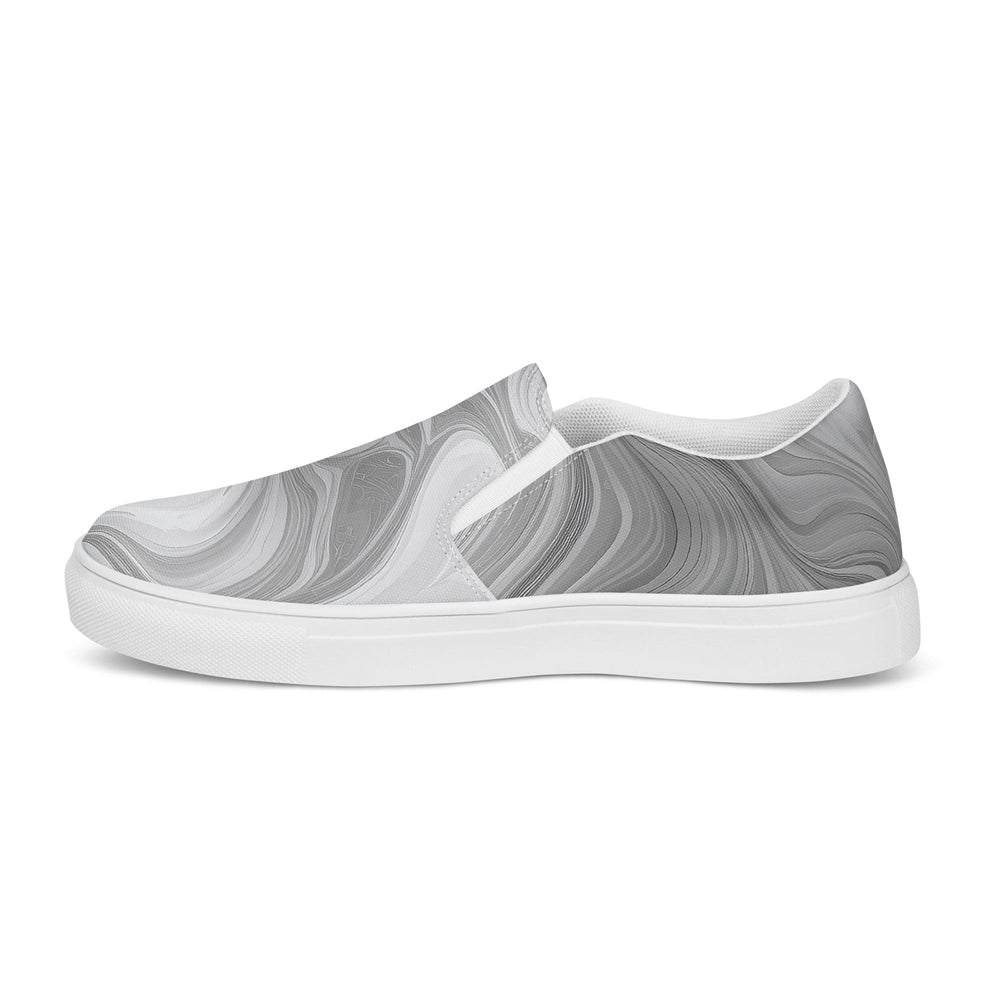 Mens Slip-on Canvas Shoes Boho Marble Pattern White And Grey