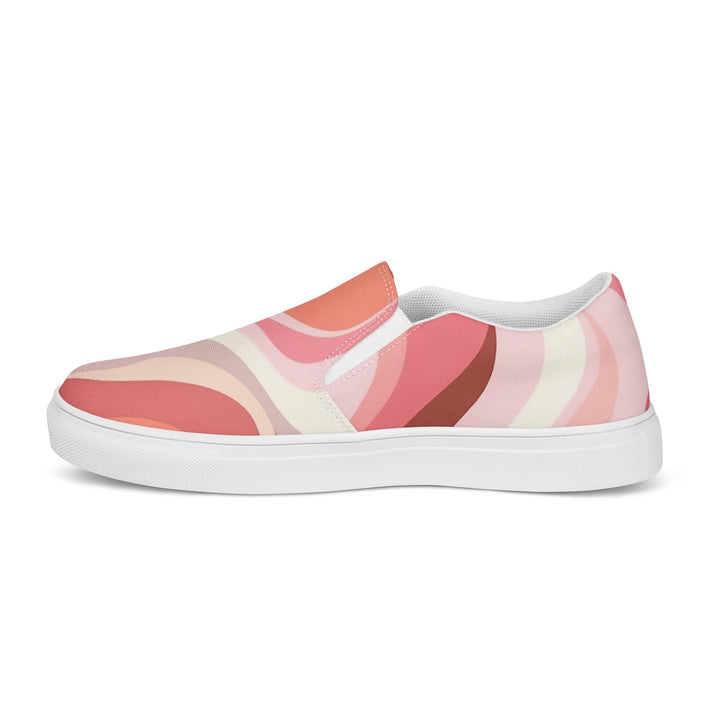 Mens Slip-on Canvas Shoes Boho Pink And White Contemporary Art Lined