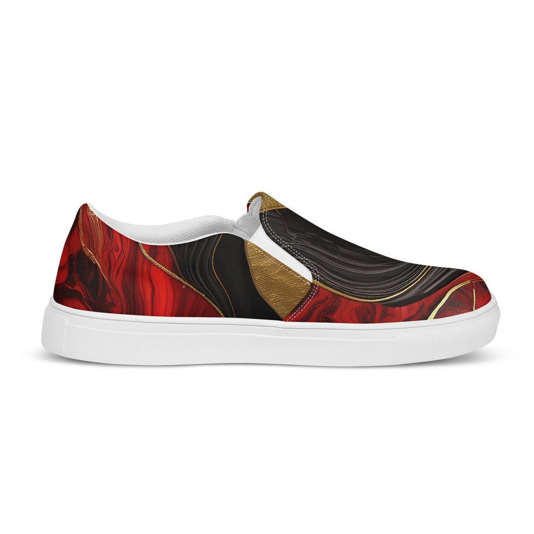 Mens Slip-on Canvas Shoes Bold Colorful Print with Gold Accents