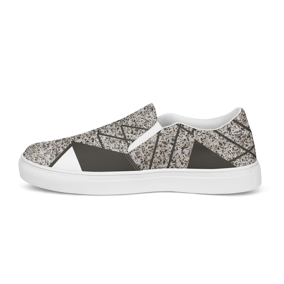 Mens Slip-on Canvas Shoes Brown and White Triangular Colorblock