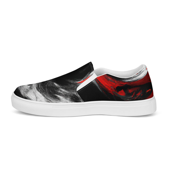 Mens Slip-on Canvas Shoes Decorative Black Red White Abstract