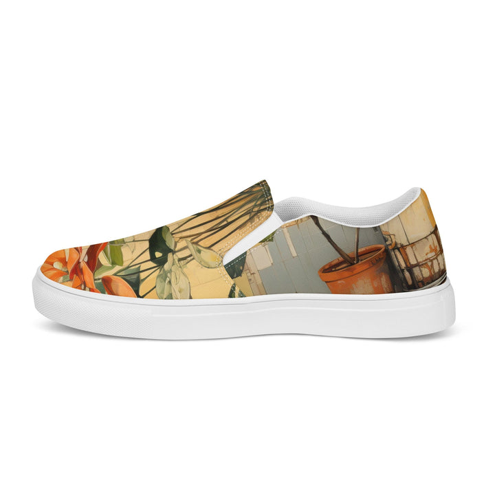 Mens Slip-on Canvas Shoes Earthy Rustic Potted Plants Print