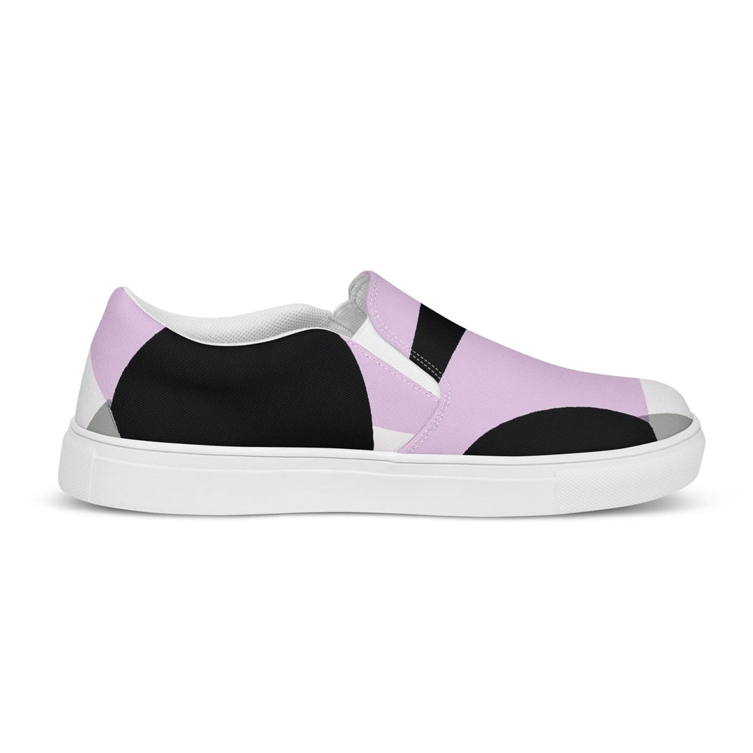 Mens Slip-on Canvas Shoes Geometric Lavender and Black Pattern 2