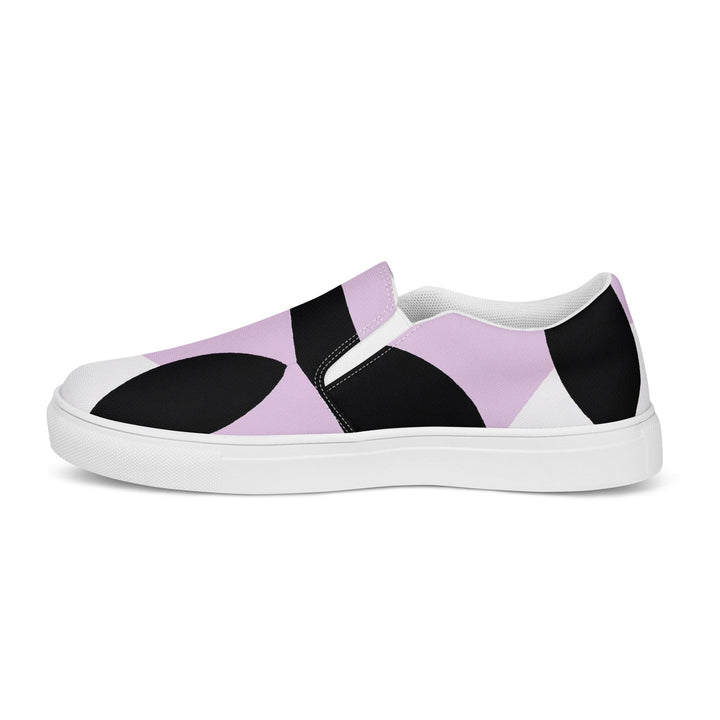 Mens Slip-on Canvas Shoes Geometric Lavender and Black Pattern 2