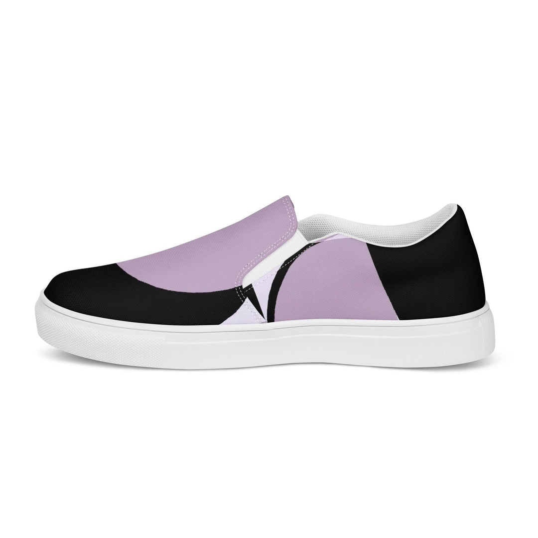 Mens Slip-on Canvas Shoes Geometric Lavender and Black Pattern