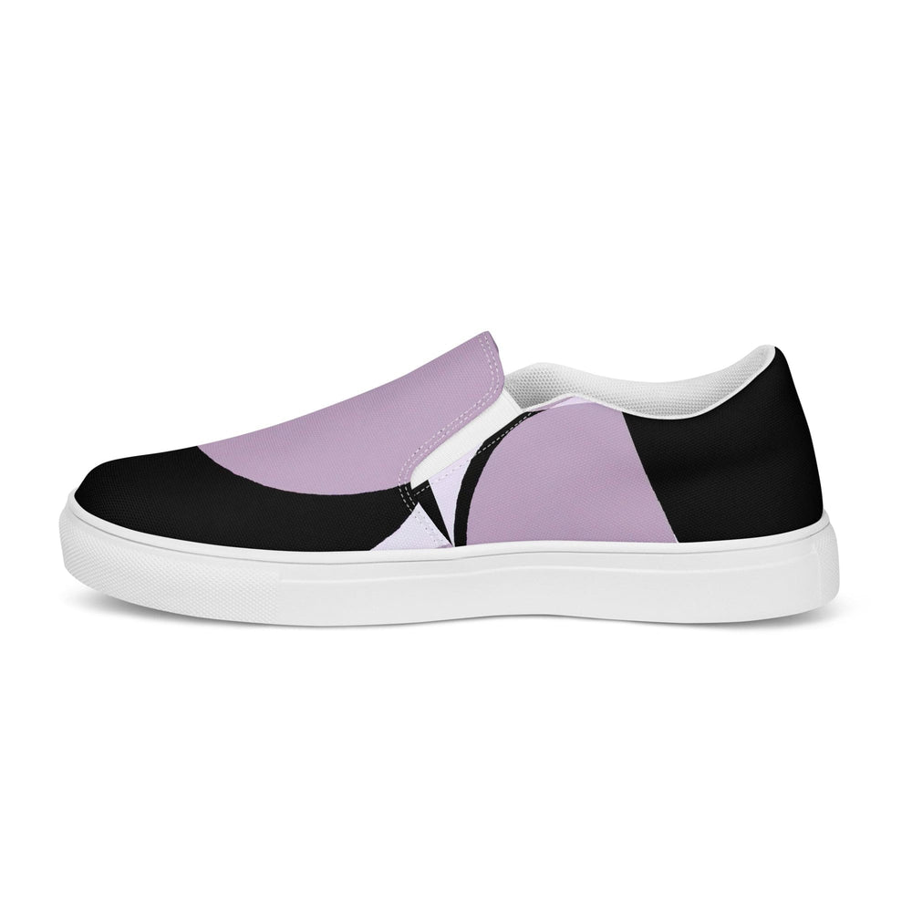 Mens Slip-on Canvas Shoes Geometric Lavender and Black Pattern