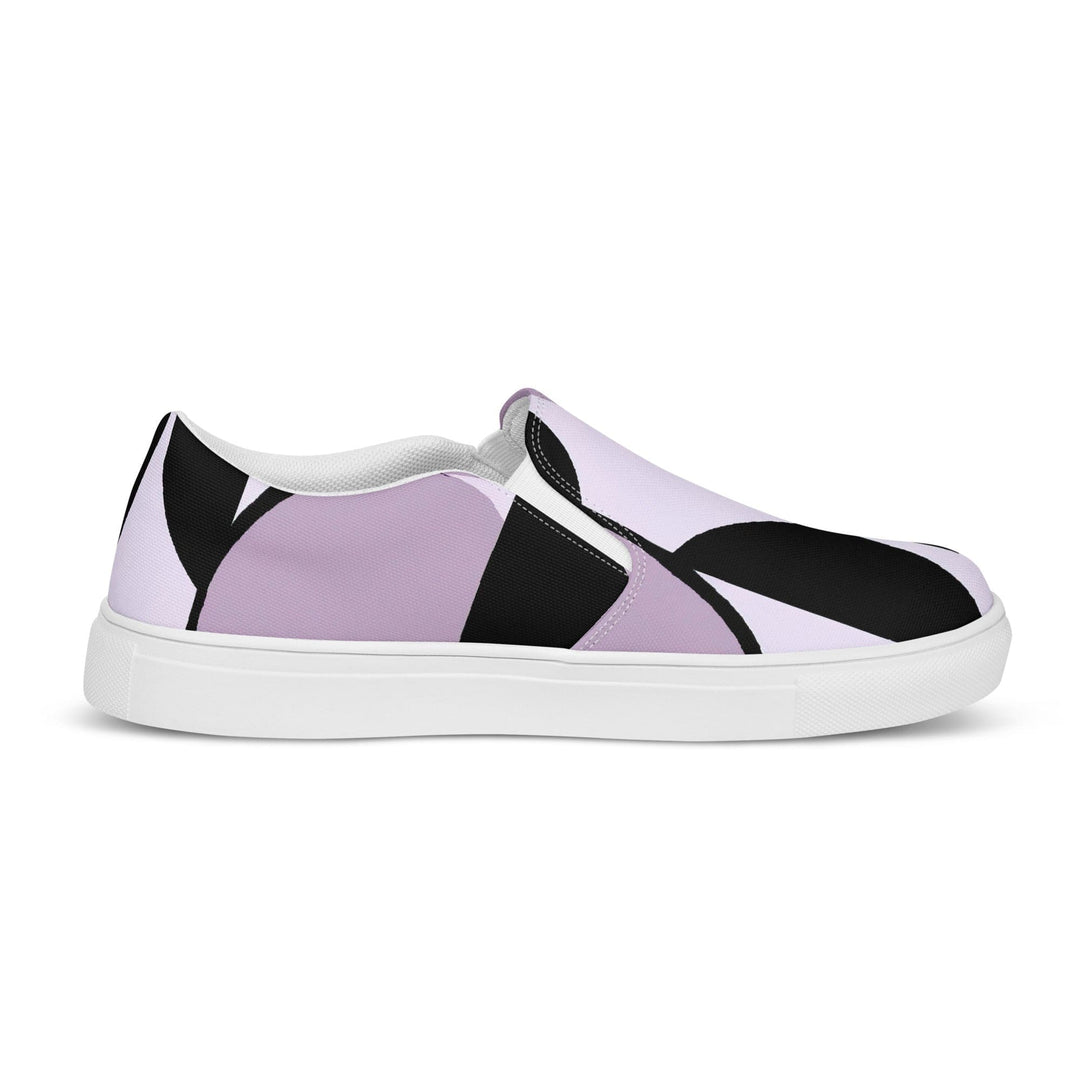 Mens Slip-on Canvas Shoes Geometric Lavender and Black Pattern