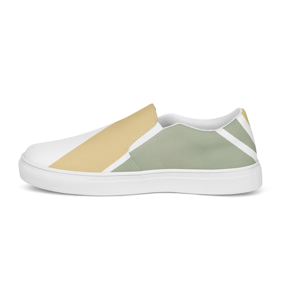 Mens Slip-on Canvas Shoes Green Abstract Geometric Pattern