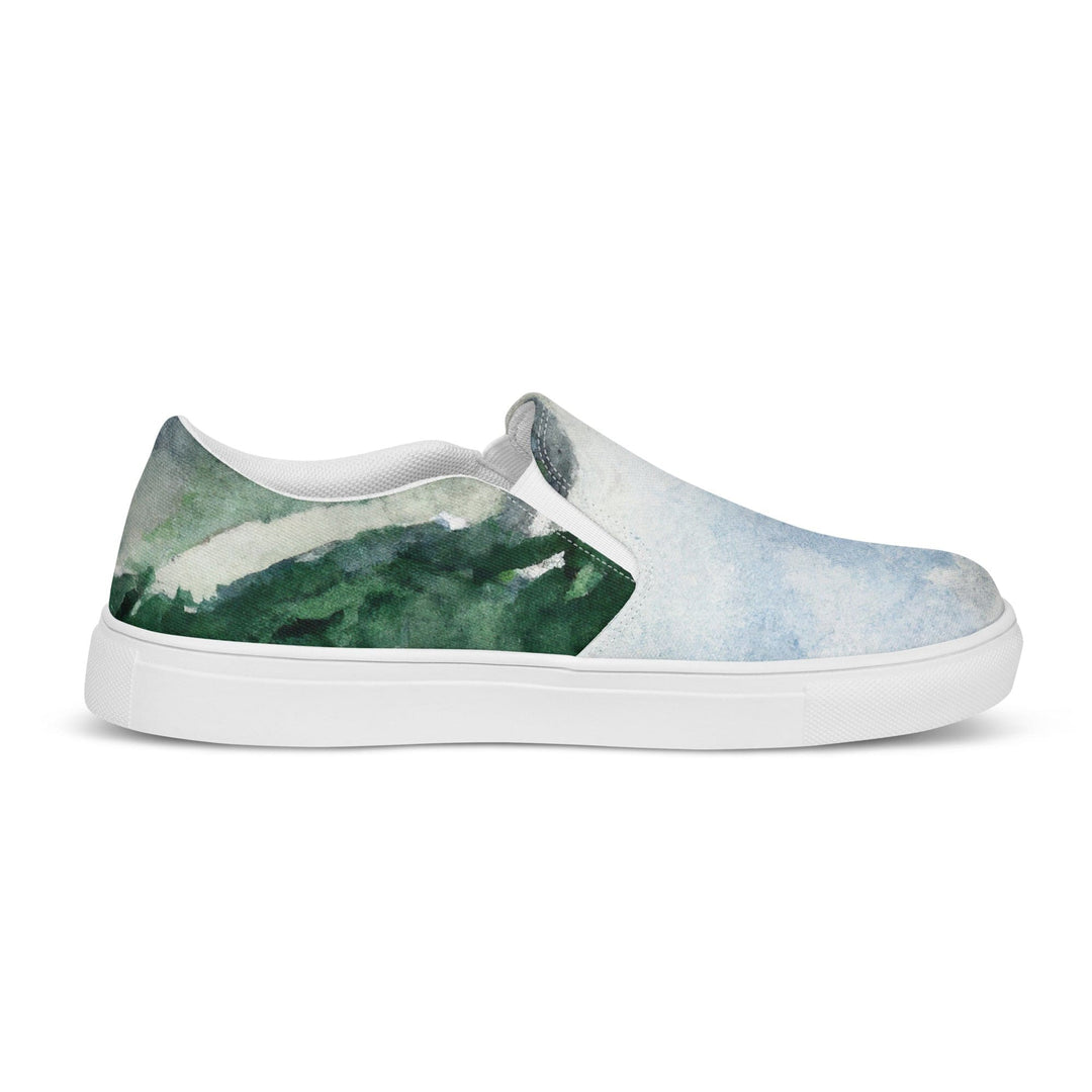 Mens Slip-on Canvas Shoes Green Mountainside Nature Landscape Blue