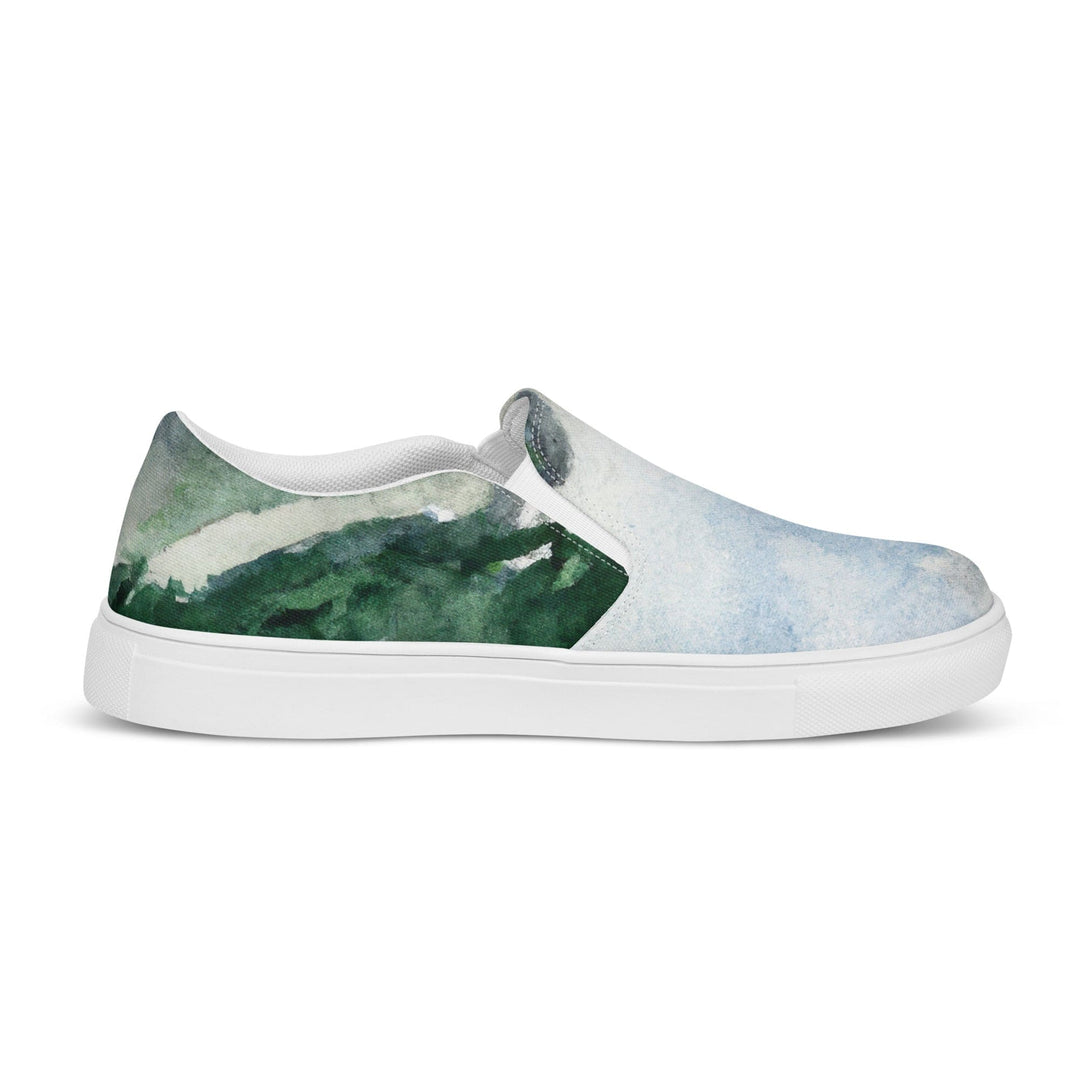 Mens Slip-on Canvas Shoes Green Mountainside Nature Landscape Blue