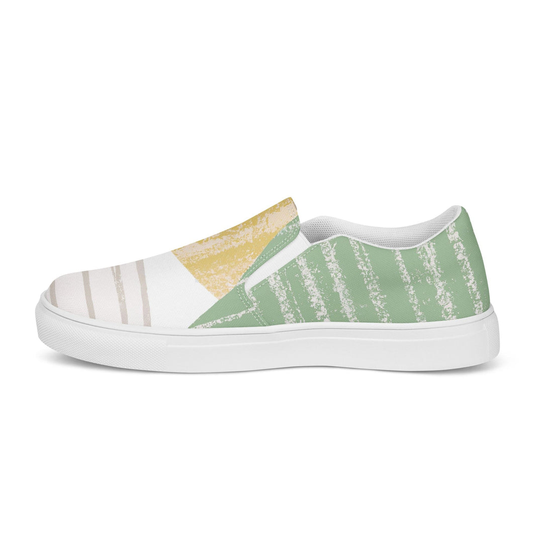 Mens Slip-on Canvas Shoes Green Textured Boho Pattern