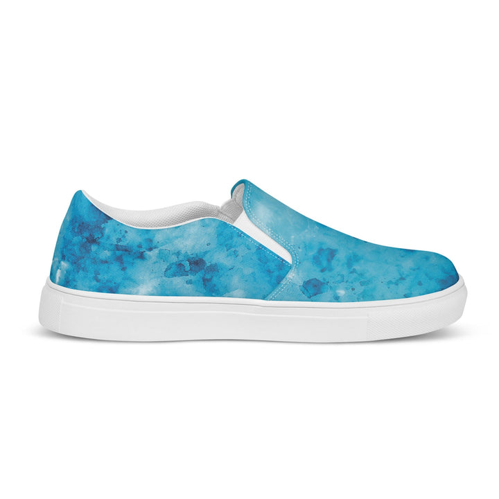 Mens Slip-on Canvas Shoes Light and Dark Blue Marble Illustration