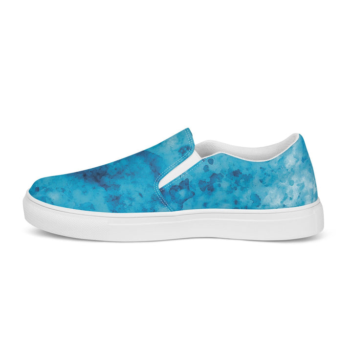 Mens Slip-on Canvas Shoes Light and Dark Blue Marble Illustration