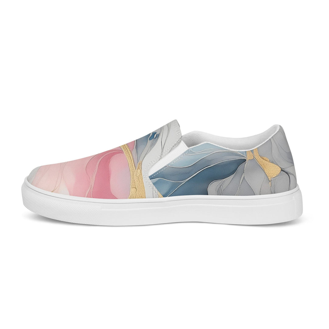 Mens Slip-on Canvas Shoes Marble Cloud of Grey Pink Blue 5522