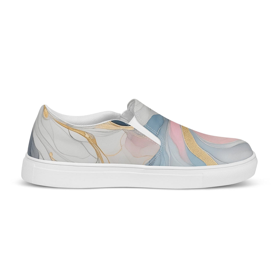 Mens Slip-on Canvas Shoes Marble Cloud of Grey Pink Blue 5522