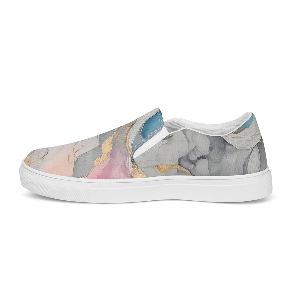 Mens Slip-on Canvas Shoes Marble Cloud Of Grey Pink Blue 63389