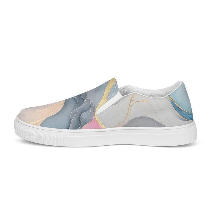 Mens Slip-on Canvas Shoes Marble Cloud of Grey Pink Blue 72067