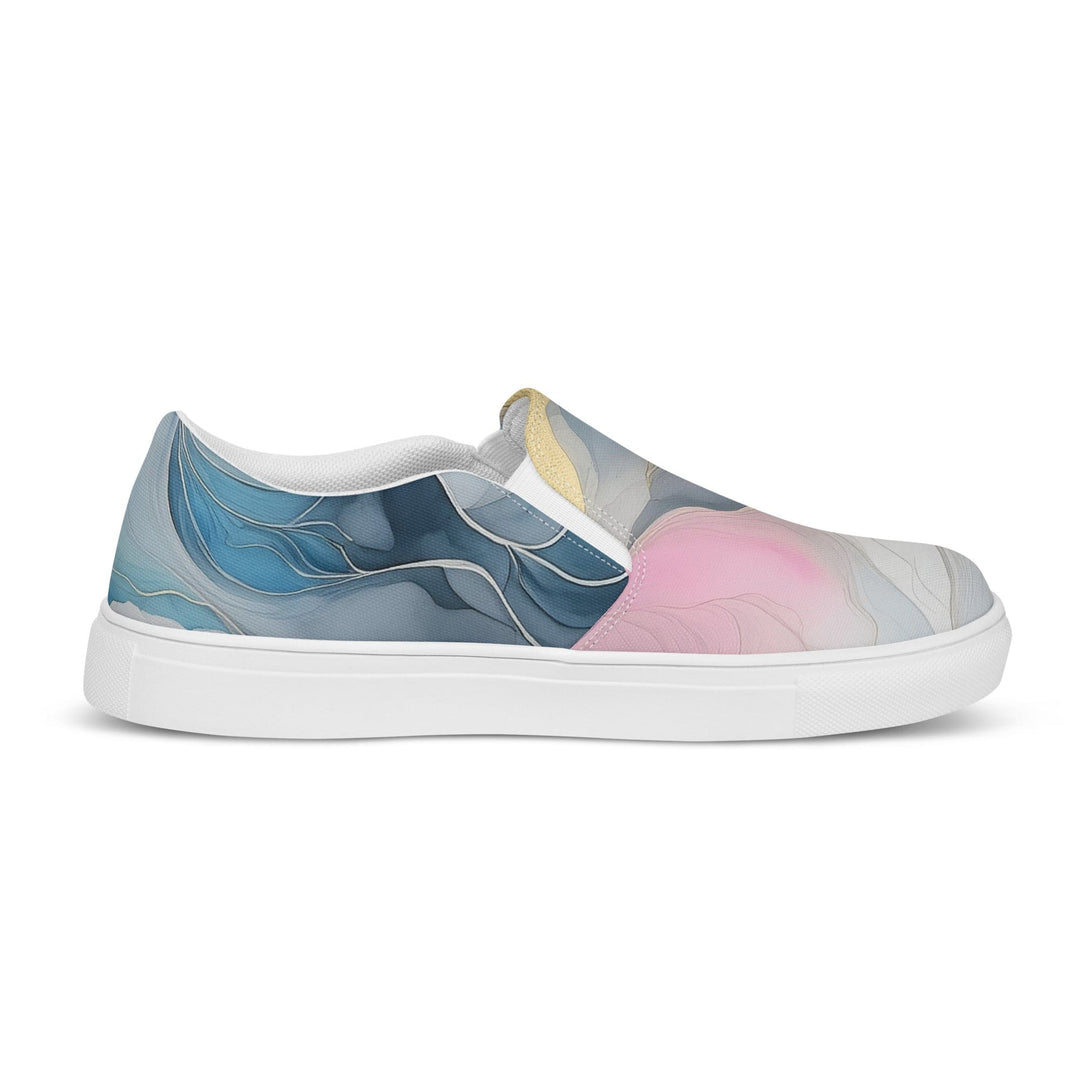 Mens Slip-on Canvas Shoes Marble Cloud of Grey Pink Blue 72067