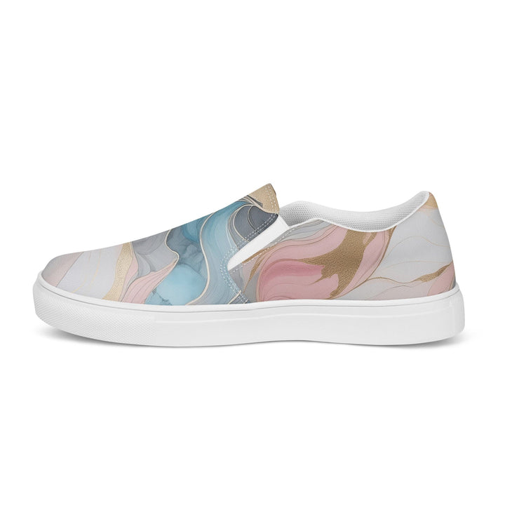 Mens Slip-on Canvas Shoes Marble Cloud Of Grey Pink Blue 82395