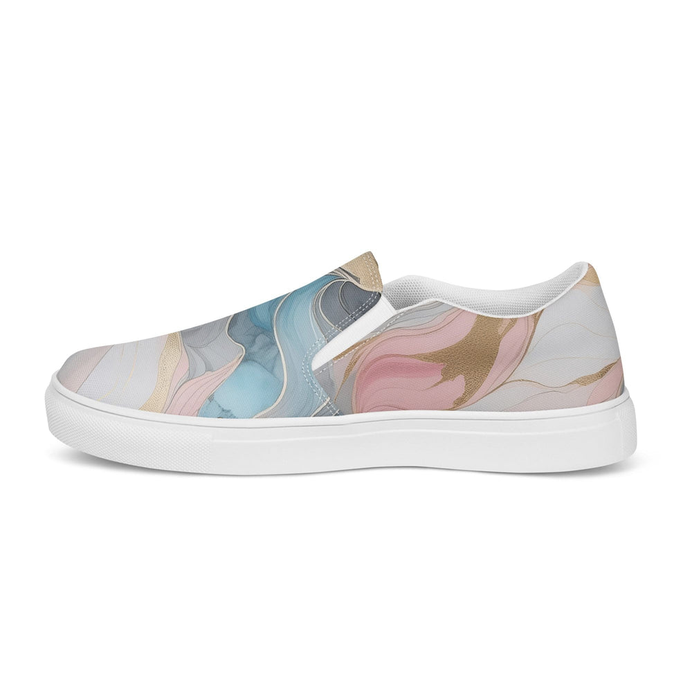 Mens Slip-on Canvas Shoes Marble Cloud of Grey Pink Blue 82395