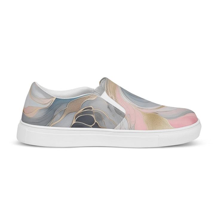 Mens Slip-on Canvas Shoes Marble Cloud Of Grey Pink Blue 82395