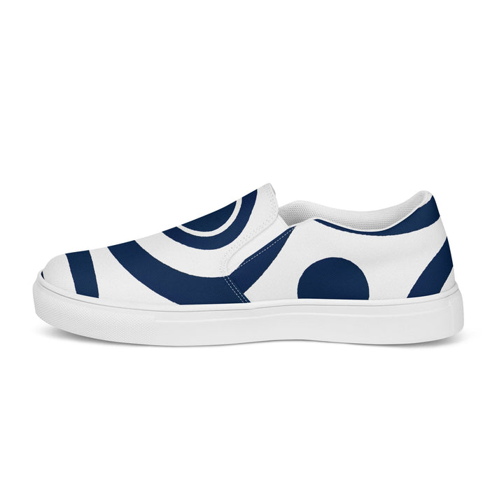 Mens Slip-on Canvas Shoes Navy Blue And White Circular Pattern