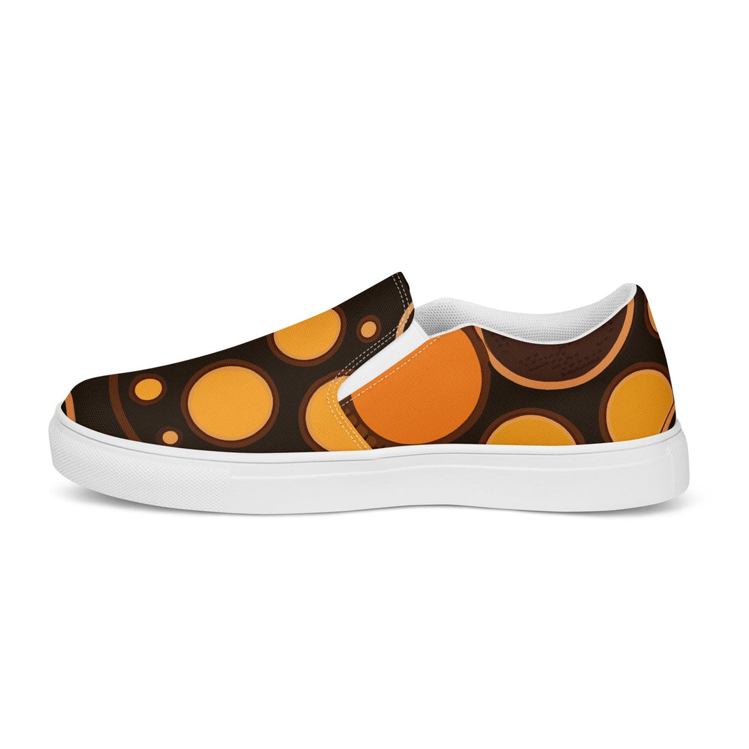 Mens Slip-on Canvas Shoes Orange And Brown Spotted Illustration