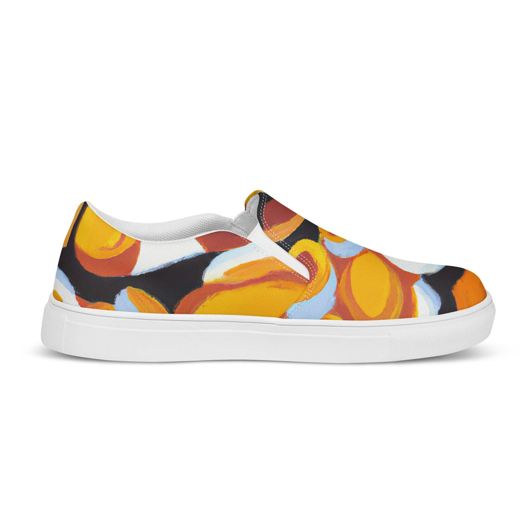 Mens Slip-on Canvas Shoes Orange Black White Geometric Print Pattern