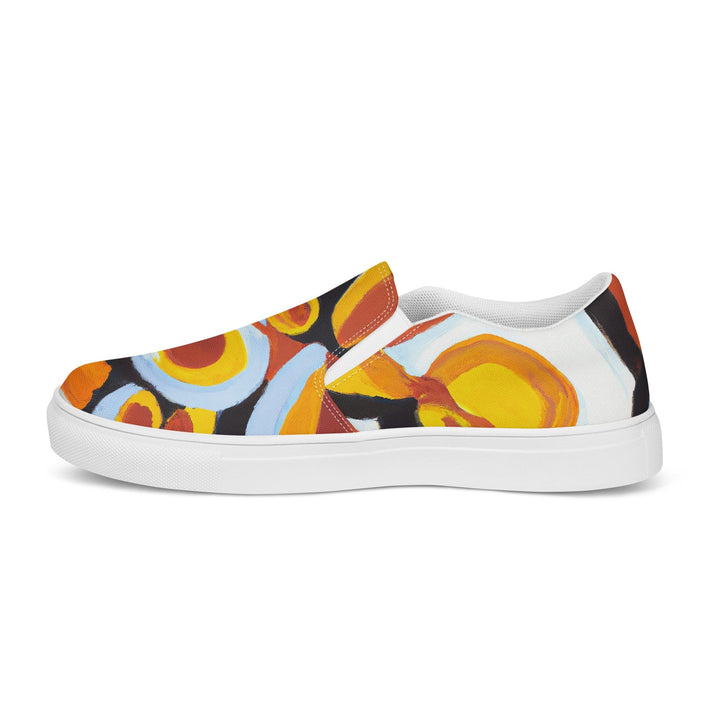 Mens Slip-on Canvas Shoes Orange Black White Geometric Print Pattern