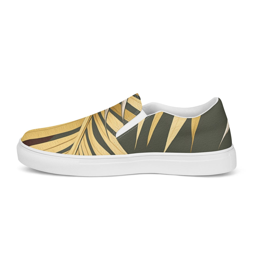 Mens Slip-on Canvas Shoes Palm Tree Leaves Pattern