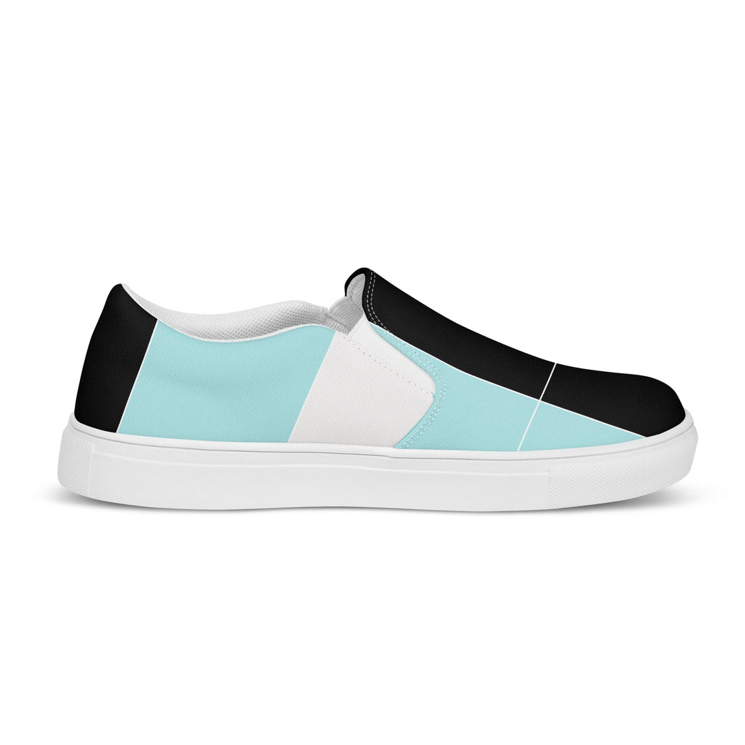 Mens Slip-on Canvas Shoes Pastel Pink Black Blue Colorblock Lines